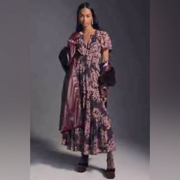 Anthropologie Somerset Maxi Dress Purple Floral, Small - Picture 2 of 16